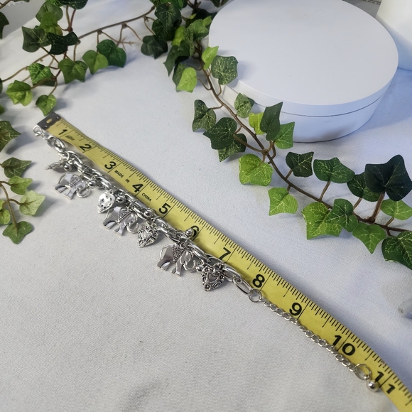 Silver Chain Elephant and Heart Charm Bracelet - Picture 9 of 9